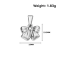 Silver bow pendant charm in stainless steel, measuring 13.5mm by 15mm for DIY jewelry - Flat Top Bow Knot (DN04) / Steel
