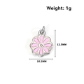 Pink enamel flower pendant in stainless steel with center cubic zirconia 12.5mm - Four-leaf Clover-Silver