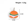 Enamel burger pendant charm in stainless steel for DIY jewelry making 14mm size - Hamburger-Steel
