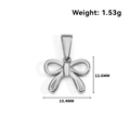 Polished silver stainless steel bow pendant 15.4mm x 12.6mm for DIY jewelry making - Symmetrical Bow Knot (DN08) / Steel