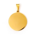 Polished gold round stainless steel pendant with a mirrored finish and bail - 35mm Gold