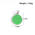 Green enamel spiral pendant in silver stainless steel, 14.2mm x 11.9mm size - Lollipop-Steel