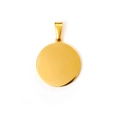 Polished gold mirror finish round stainless steel pendant with secure bail connector - 25mm Gold