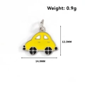 Yellow enamel toy car pendant charm for DIY jewelry bracelets and necklaces, 14.9mm size - Yellow Car-Steel