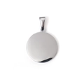 Polished silver stainless steel round pendant with bail for personalized engraving - 25mm Steel Color