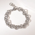 Détail du bracelet chaîne cubaine argentée avec fermoir mousqueton et extension - Style Rond Robuste (LS04) / Acier
