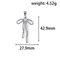 Pendentif nœud argenté en acier inoxydable avec dimensions de 42,9 mm et 27,9 mm - Style DHJ01 / Acier