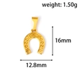 Dimensions détaillées d'un pendentif fer à cheval plaqué or 24 carats de 16x12,8 mm - Design Fer À Cheval (YP04)