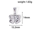 Pendentif nœud papillon en acier poli argenté, 14mm x 15,2mm, pesant 1,83g - Style DHJ05 / Acier