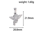Pendentif ange vintage en acier inoxydable argenté, dimensions 21,9 mm par 20,8 mm - Style Ange Volant - Acier (HN03)