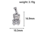 Pendentif ours argenté en acier poli, taille 16,9 x 10,3 mm, poids de 3,19 g - Style Ours de Dessin Animé - Acier (HN04)