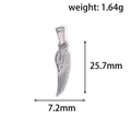 Pendentif aile en acier argenté avec dimensions de 25,7mm et poids de 1,64g - Style Aile de Plume - Acier (HN05)