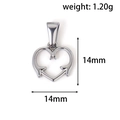 Pendentif vintage cœur ange ours en argent, poids 1.20g et dimensions 14mm - Style Flèche de Cœur - Acier (HN09)