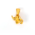 Olifant hanger in 24k gouden afwerking met een klein glanzend steentje als detail - Olifantsvorm (IN01) / Goud