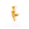 Gepolijste 24k gouden kolibrie hanger met veertextuur en brede oogsluiting voor ketting - Kolibrievorm (IN03) / Goud