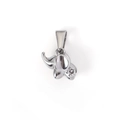 Gepolijste zilveren olifant hanger met kleine zirkoon op een witte achtergrond - Olifantsvorm (IN01) / Staalkleur