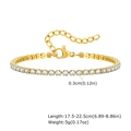 Details des 3mm Gold-Tennisarmbands mit klaren Zirkonia, Karabinerverschluss und Verlängerung - Armband / 3mm / Gold