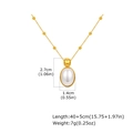 Detailed size specifications for gold oval pearl pendant necklace with dimensions - Gold Oval Pearl Style (NC-2197G)