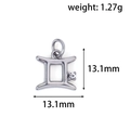 24k plated stainless steel Gemini zodiac pendant in gunmetal gray with a small white crystal - XZ03 Gemini Steel Color