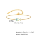 Detail of gold fish pendant with blue and white enamel, lobster clasp, and S-STEEL tag - Striped Fish Bracelet (BR-2593G04)