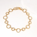 Vergulde roestvrijstalen armband met afwisselende ronde ringen en een handige karabijnsluiting - Ronde Schakelstijl (LS02) / Goud