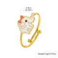 Close-up of golden elephant ring with white enamel detail and 0.9cm width dimension - Elephant Open Ring (RC-910G03)