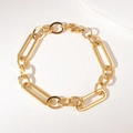 Bracelet chaîne trombone dorée en acier inoxydable avec un fermoir mousqueton - Style Trombone (LS08) / Or