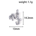Silver zodiac letter pendant with white zircon inlay in durable stainless steel - XZ10 Capricorn Steel Color