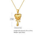 Vue détaillée du pendentif cœur liquide doré avec mesures et chaîne de 40 cm incluse - Collier Cœur Fusion (PN-2195G)