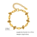 Dettaglio del bracciale a catena dorata con design a nodi e ciondolo inciso K18 - Stile a Nodo Giuntato 1 (BR-2424G) / Oro