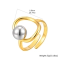 Detail view of gold geometric ring with silver ball and 1.8cm diameter specifications - RC-930GS Style (RC-930GS)