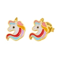 Bunte Einhorn-Ohrstecker mit Emaille und Goldbeschichtung für Damen und Kinder - Einhorn-Stil (ES-718G)