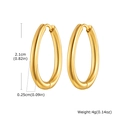 Detail view of gold U-shaped hoop earrings with size dimensions and weight info - Oval Gold Style (EH-795G)