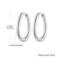 Detail view of U-shaped gold hoop earrings with dimensions 2.1cm and 0.25cm thickness - Oval Silver Style (EH-795S)
