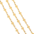 Catena dorata in acciaio inossidabile con maglie a croce lucide per gioielli fai da te - Stile Croce Grande / Oro / 18cm