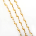 Elegante catena in acciaio inossidabile dorato con maglie ondulate a forma di S lucide - Stile a Forma di Onda / Oro / 18cm