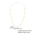 Détails des dimensions du collier long doré avec perles et disques métalliques - Style Perle et Disque Rond (NC-2499G)