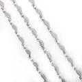 Collier en acier inoxydable argenté avec maillons en forme de feuilles texturées fines - Style de Feuille / Acier / 18cm