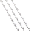 Shiny silver stainless steel chain featuring connected star-shaped metallic pendants - Large Navy Star / Short / Steel