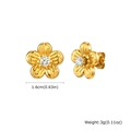 Pendientes de flor dorada con circonita cúbica brillante central y un diámetro de 1,6 cm - Pendientes de Botón de Flor de Cinco Pétalos (ES-715G)