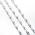 Polished silver stainless steel heart chain necklace with minimalist linked heart charms - Horizontal Heart / Short / Steel