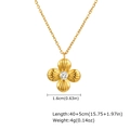 Collar dorado con colgante de flor de textura radial y piedra de circonita blanca central - Collar con Colgante de Flor de Cuatro Pétalos (NC-2380G02)