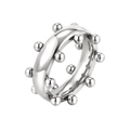 Bague en acier inoxydable poli argenté avec un design minimaliste de perles métal - Taille US 7 / Acier