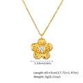 Collar dorado con flor de cinco pétalos, circón blanco y dimensiones detalladas - Collar con Colgante de Flor de Cinco Pétalos (NC-2380G03)