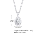 Collier avec pendentif Vierge Marie argenté, chaîne Figaro et relief de Guadalupe - Pendentif Sainte Marie Ovale en Relief (PNB-294S)