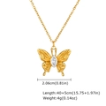 Collar de acero inoxidable chapado en oro 18K con colgante de mariposa de circonita - Collar con Colgante de Mariposa (NC-2380G04)