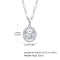 Détails de la médaille de la Vierge en argent avec chaîne et dimensions précises - Pendentif Sainte Marie Ovale en Strass (PNB-293S)