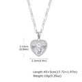 Vue détaillée du pendentif cœur Vierge Marie argenté avec zircons et chaîne Figaro - Pendentif Sainte Marie en Coeur (PNB-292S)