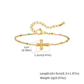 Detail of gold snake chain bracelet with colorful enamel beads and cross pendant - Cross Style (BR-2627G02)