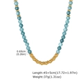 Detail of beaded stone necklace showing 0.65cm blue beads and gold steel balls - Blue Beaded Necklace / Lake Blue Necklace (NC-2546G02)